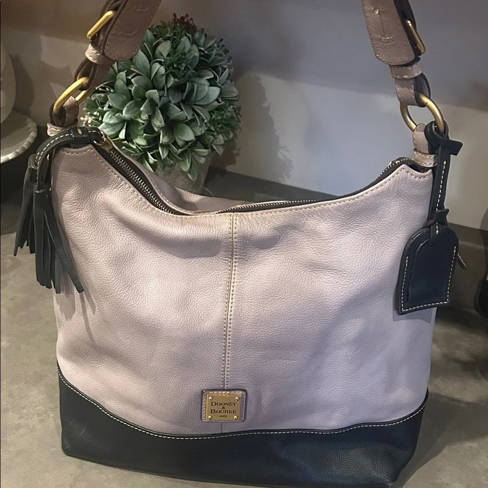 Dooney & Bourke Tan and Black Color block Sophie Hobo Bag